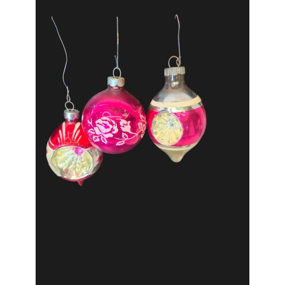 Vintage Shiny Brite Ornaments double Indent Bell Teardrop Mercury Glass bulbs 6 - Picture 7 of 16
